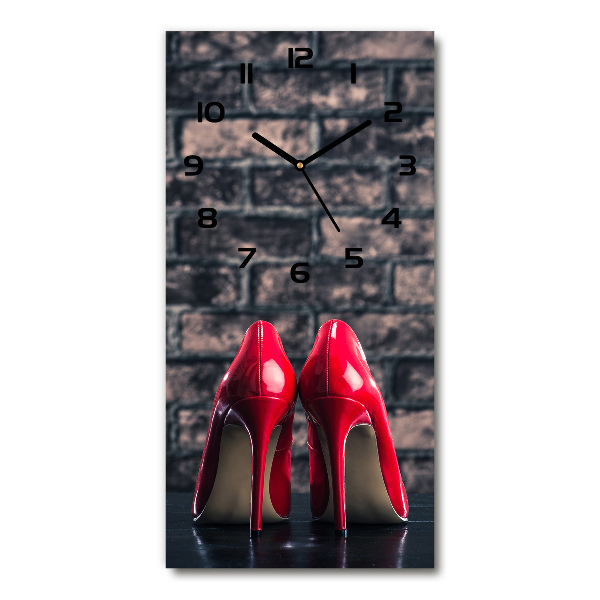 Reloj de vidrio vertical Tacones altos rojos