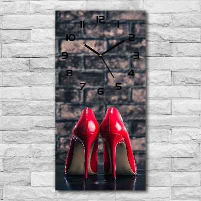 Reloj de vidrio vertical Tacones altos rojos
