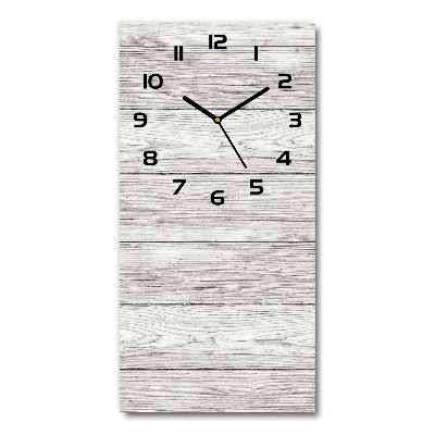 Reloj de vidrio vertical Fondo de madera