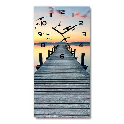 Reloj de vidrio vertical Muelle de madera