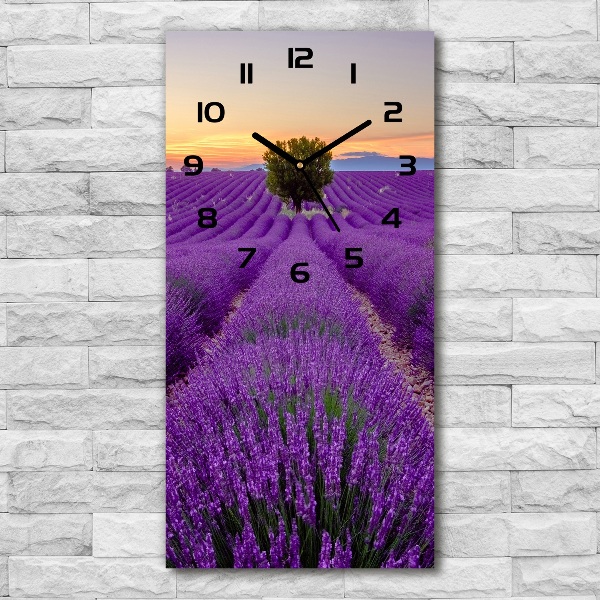 Reloj de cristal vertical Campo de lavanda