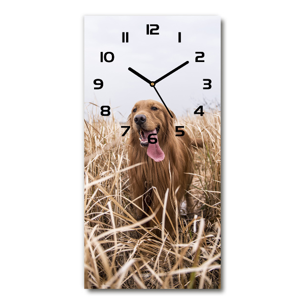 Reloj de cristal vertical Perro perdiguero de oro