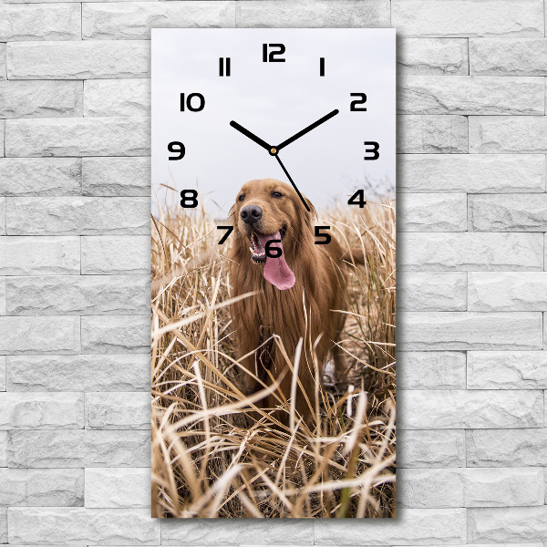 Reloj de cristal vertical Perro perdiguero de oro