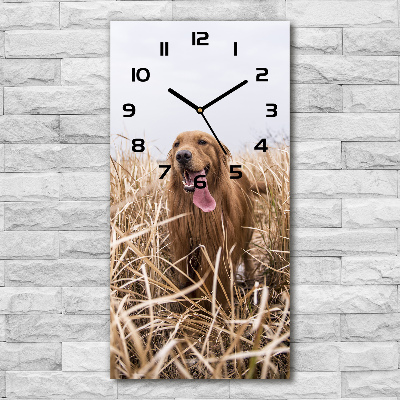 Reloj de cristal vertical Perro perdiguero de oro
