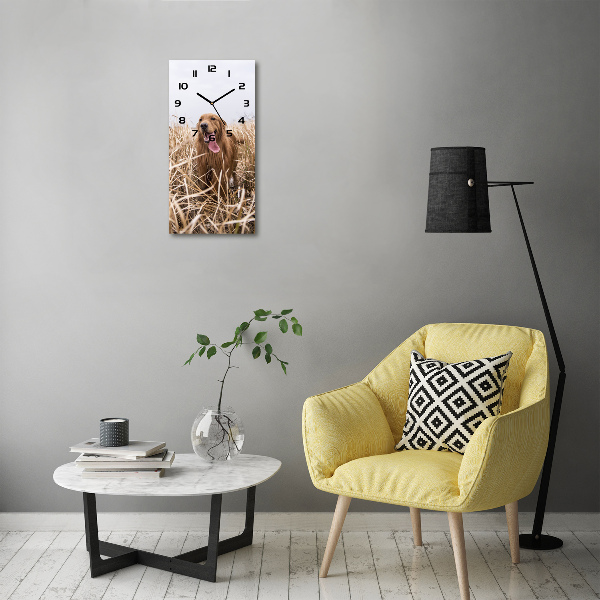 Reloj de cristal vertical Perro perdiguero de oro