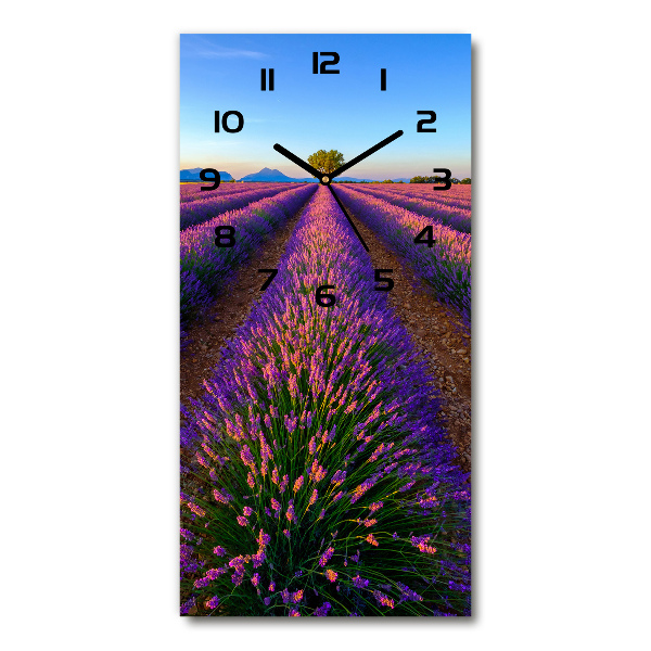 Reloj de vidrio vertical Campo de lavanda