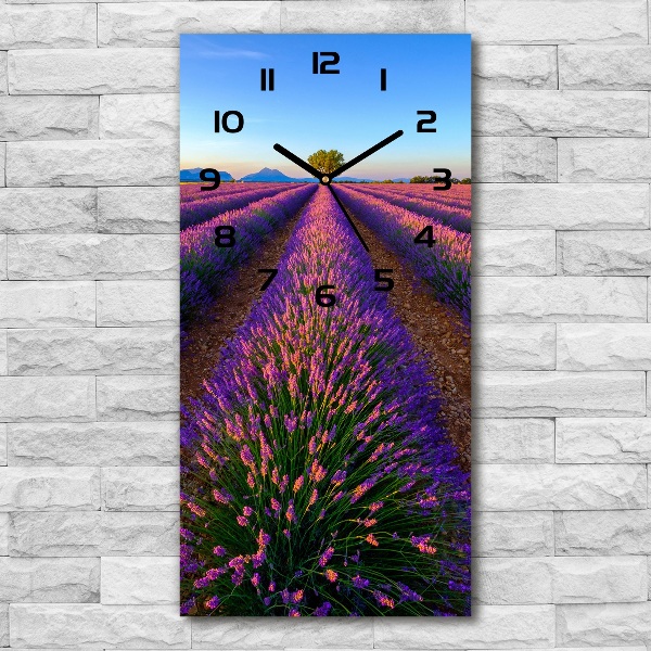 Reloj de vidrio vertical Campo de lavanda