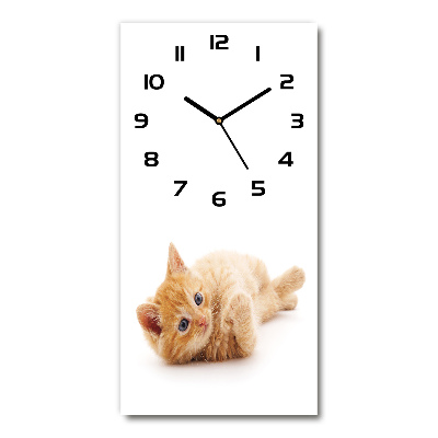 Reloj de vidrio vertical Pequeño gato pelirrojo