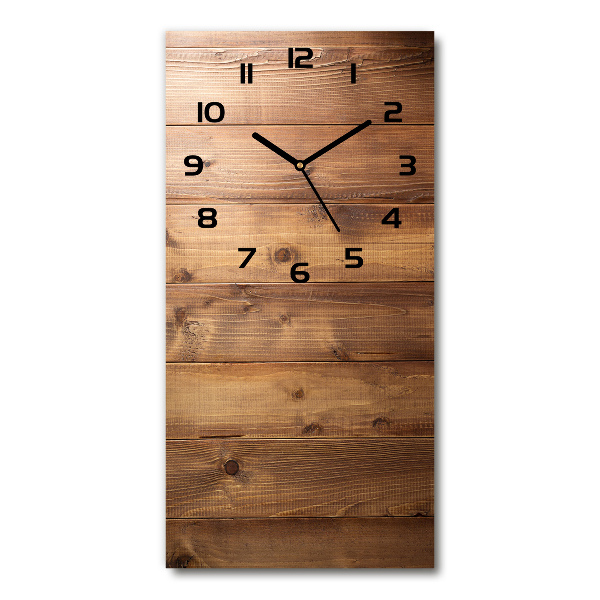Reloj de vidrio vertical Fondo de madera