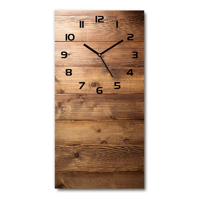 Reloj de vidrio vertical Fondo de madera