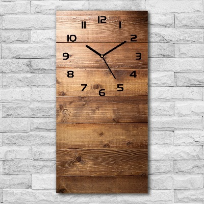 Reloj de vidrio vertical Fondo de madera