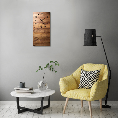 Reloj de vidrio vertical Fondo de madera
