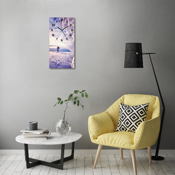 Reloj de vidrio vertical Esquiador