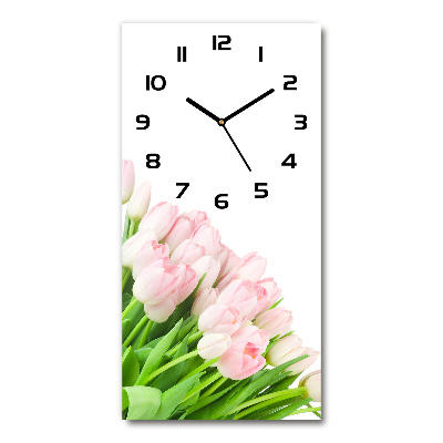 Reloj de cristal vertical Tulipanes rosados