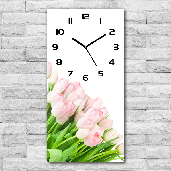 Reloj de cristal vertical Tulipanes rosados