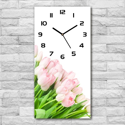 Reloj de cristal vertical Tulipanes rosados