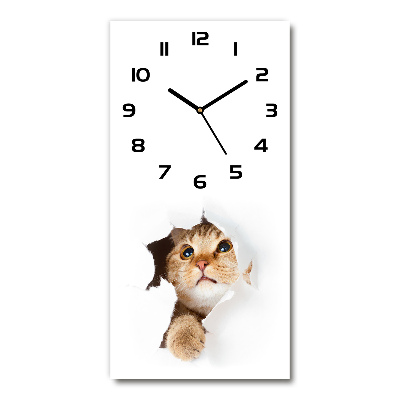 Reloj de vidrio vertical Gato