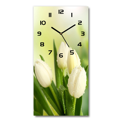 Reloj de cristal vertical Tulipanes blancos