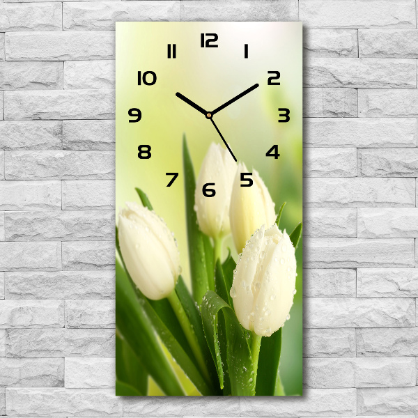 Reloj de cristal vertical Tulipanes blancos