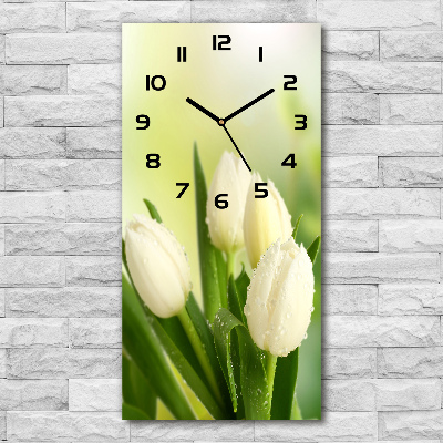 Reloj de cristal vertical Tulipanes blancos
