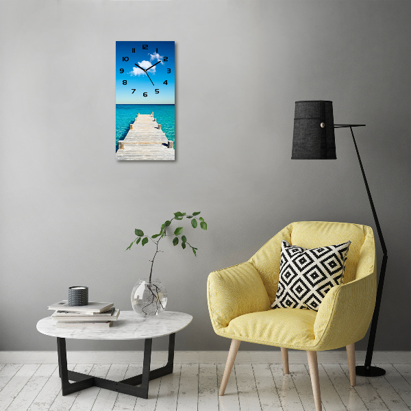 Reloj rectangular Muelle de madera