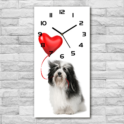 Reloj rectangular Bichón habanero con un globo
