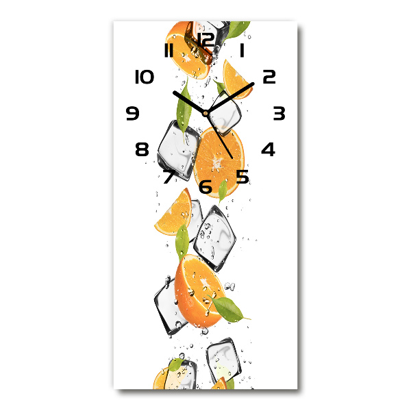 Reloj de vidrio vertical Naranjas y hielo
