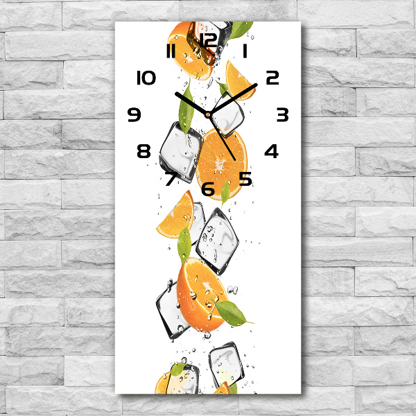 Reloj de vidrio vertical Naranjas y hielo