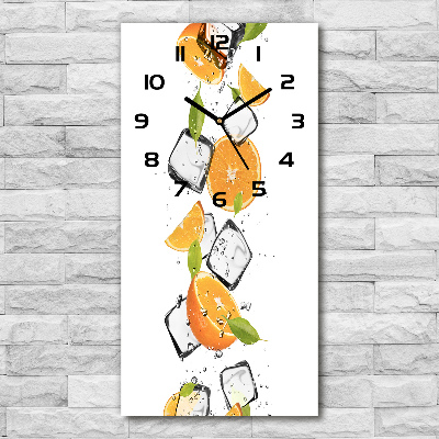 Reloj de vidrio vertical Naranjas y hielo