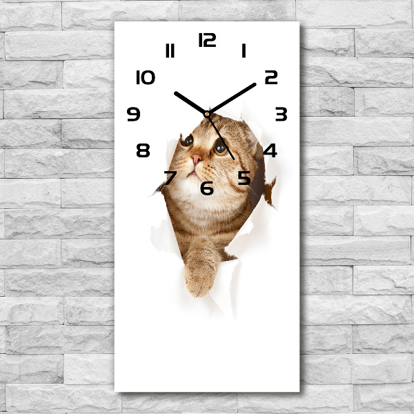 Reloj de cristal vertical Gato