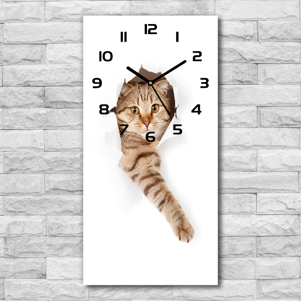 Reloj de vidrio vertical Gato