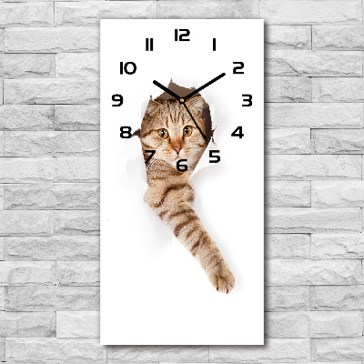 Reloj de vidrio vertical Gato