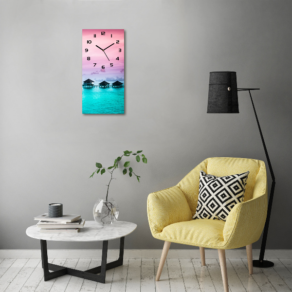 Reloj de cristal vertical Bungalows sobre el agua