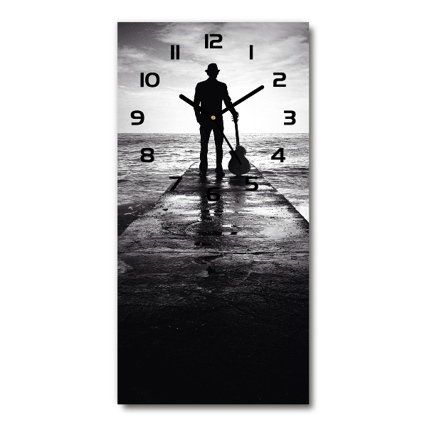 Reloj rectangular Guitarrista en el muelle