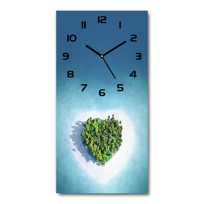Reloj de vidrio vertical Playa en forma de corazón