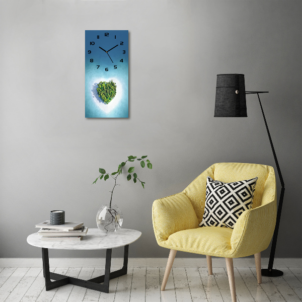 Reloj de vidrio vertical Playa en forma de corazón