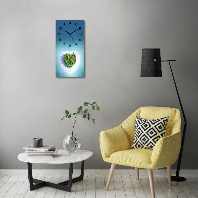 Reloj de vidrio vertical Playa en forma de corazón