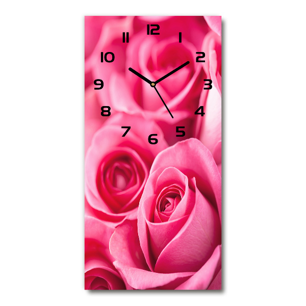 Reloj de vidrio vertical Rosas rosadas