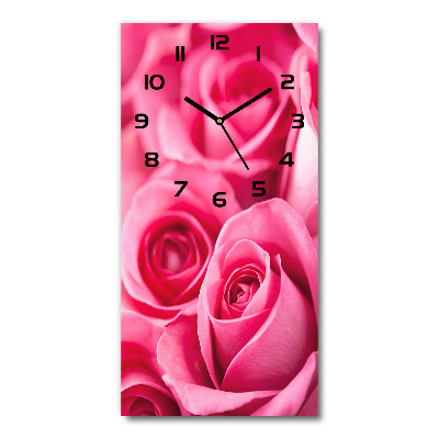 Reloj de vidrio vertical Rosas rosadas