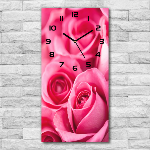Reloj de vidrio vertical Rosas rosadas