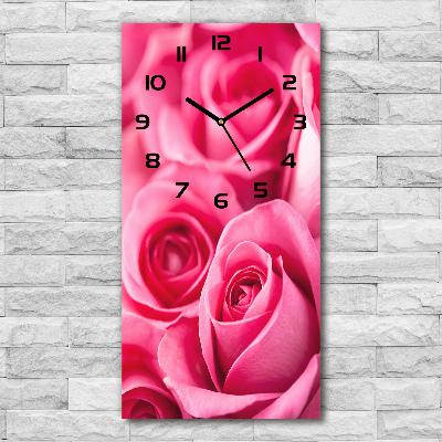 Reloj de vidrio vertical Rosas rosadas