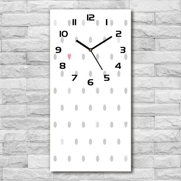 Zegar szklany ścienny Kropki i serca