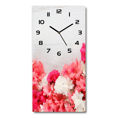 Reloj de vidrio vertical Flores sobre madera
