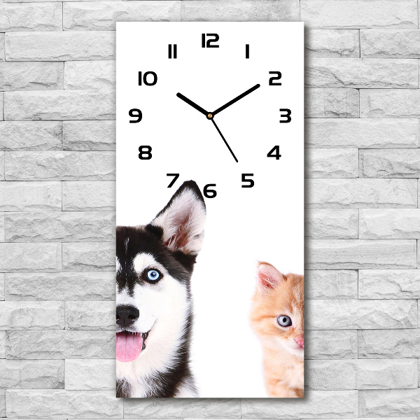 Reloj vertical Perro y gato