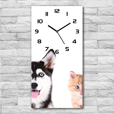 Reloj vertical Perro y gato