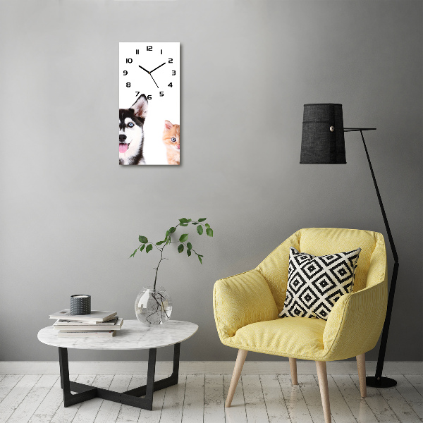 Nowoczesny zegar ścienny Pies i kot
