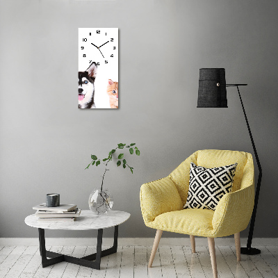 Nowoczesny zegar ścienny Pies i kot