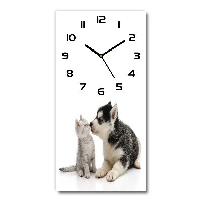 Reloj de cristal vertical Perro y gato