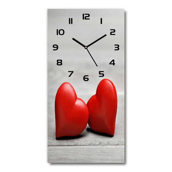 Reloj de vidrio vertical Corazones en madera
