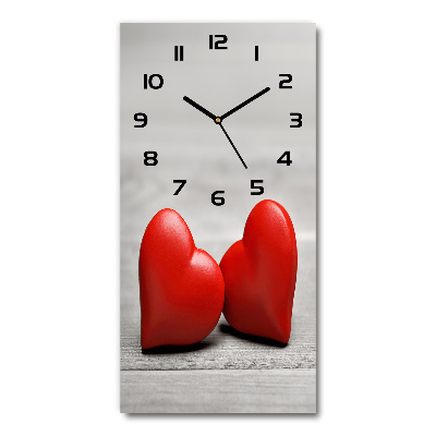 Reloj de vidrio vertical Corazones en madera